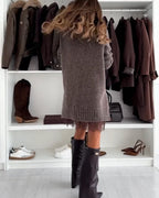 Women's turtleneck sweater with short lace-edged two-piece layer