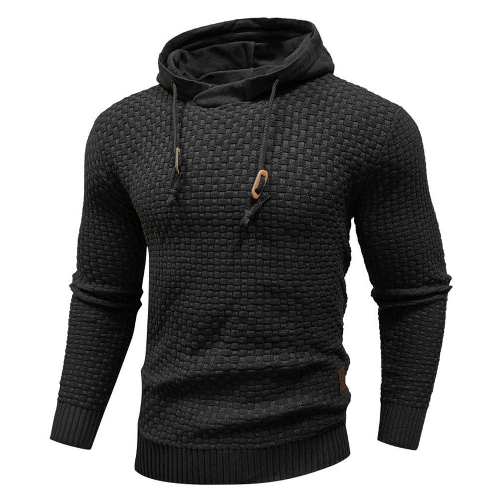 Men's textured hooded sweatshirt with drawstring hood and ribbed trims