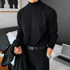 Plain mock neck sweater with long sleeves and ribbed trims