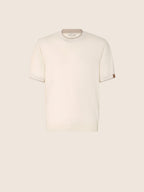 Men's cream short sleeve crew-neck jumper