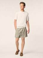 Men's cream short sleeve crew-neck jumper
