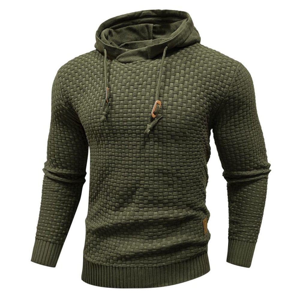 Men's textured hooded sweatshirt with drawstring hood and ribbed trims