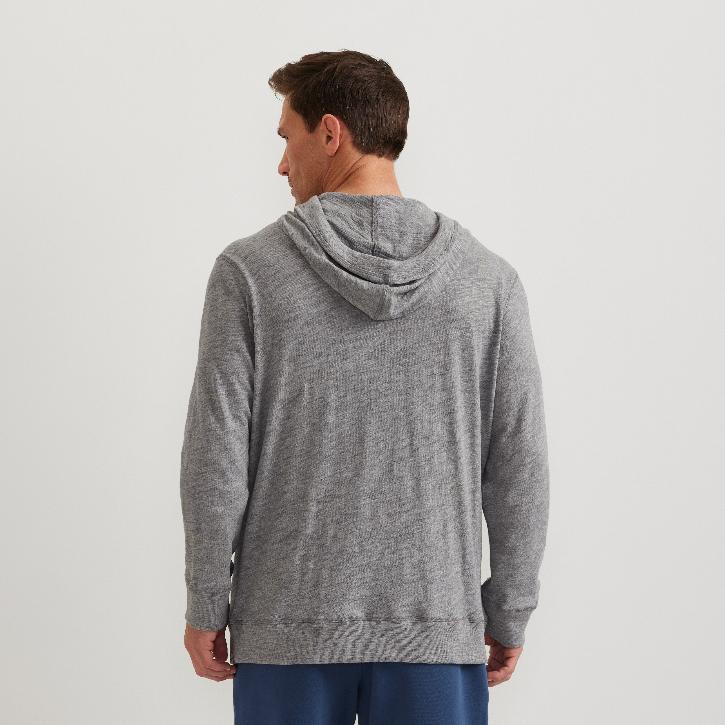 Men's long-sleeve slub hoodie with drawstring hood