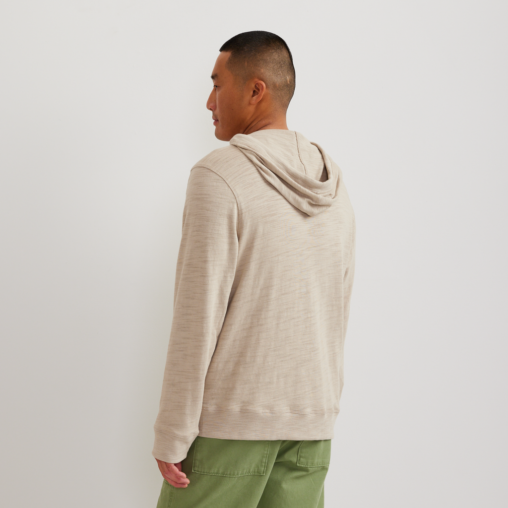 Men's long-sleeve slub hoodie with drawstring hood