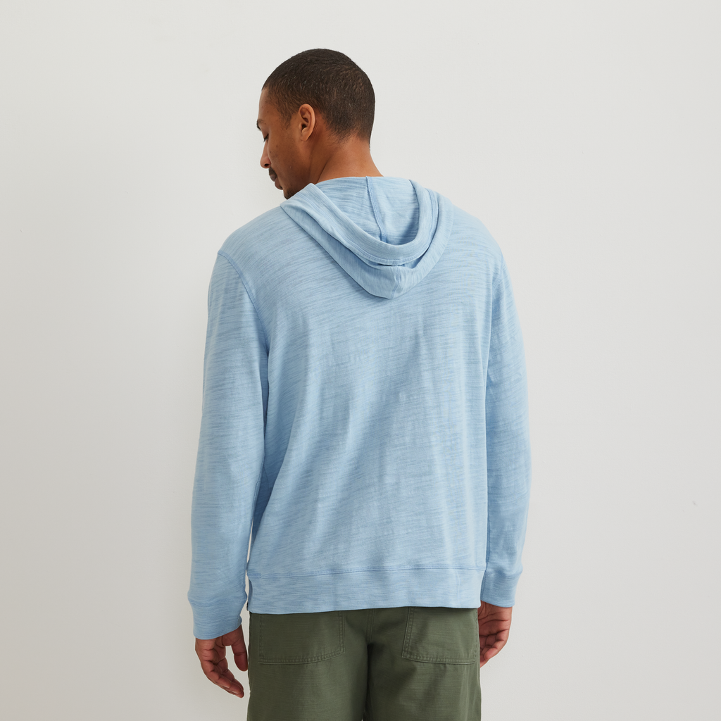 Men's long-sleeve slub hoodie with drawstring hood