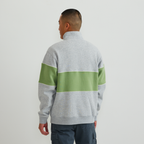 Men's striped colour-block quarter-zip sweatshirt with mock neck and long sleeves