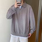 Men's ribbed quarter-zip jumper with collared neckline and long sleeves