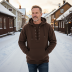 Men's lace-up hooded sweatshirt with long sleeves and kangaroo pocket