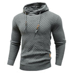 Men's textured hooded sweatshirt with drawstring hood and ribbed trims