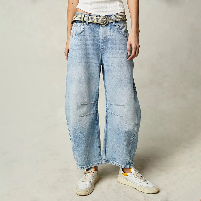 Women's high-waist cropped wide-leg trousers with front pockets