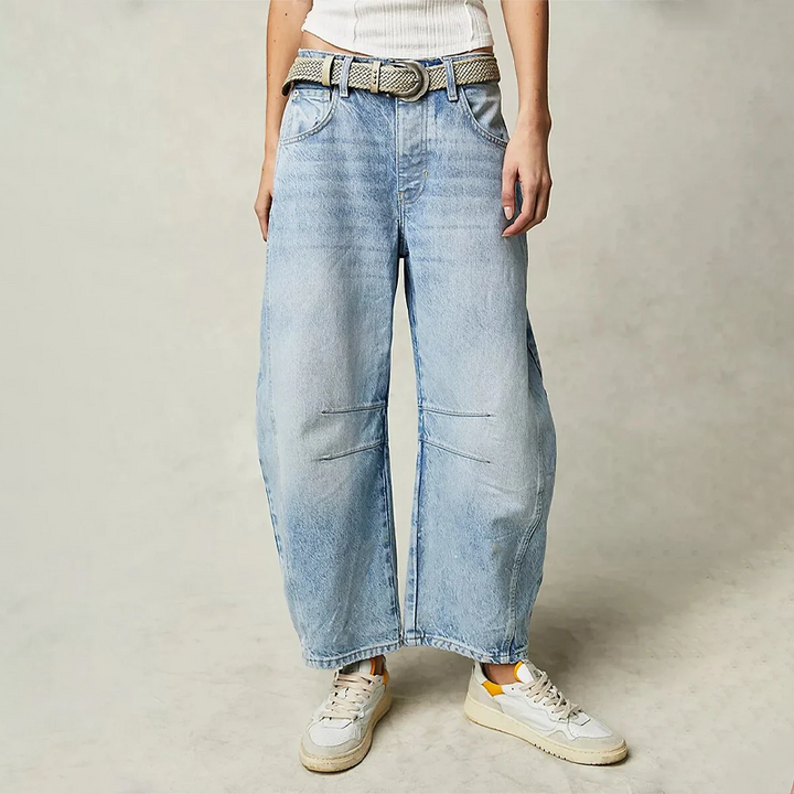 Women's high-waist cropped wide-leg trousers with front pockets