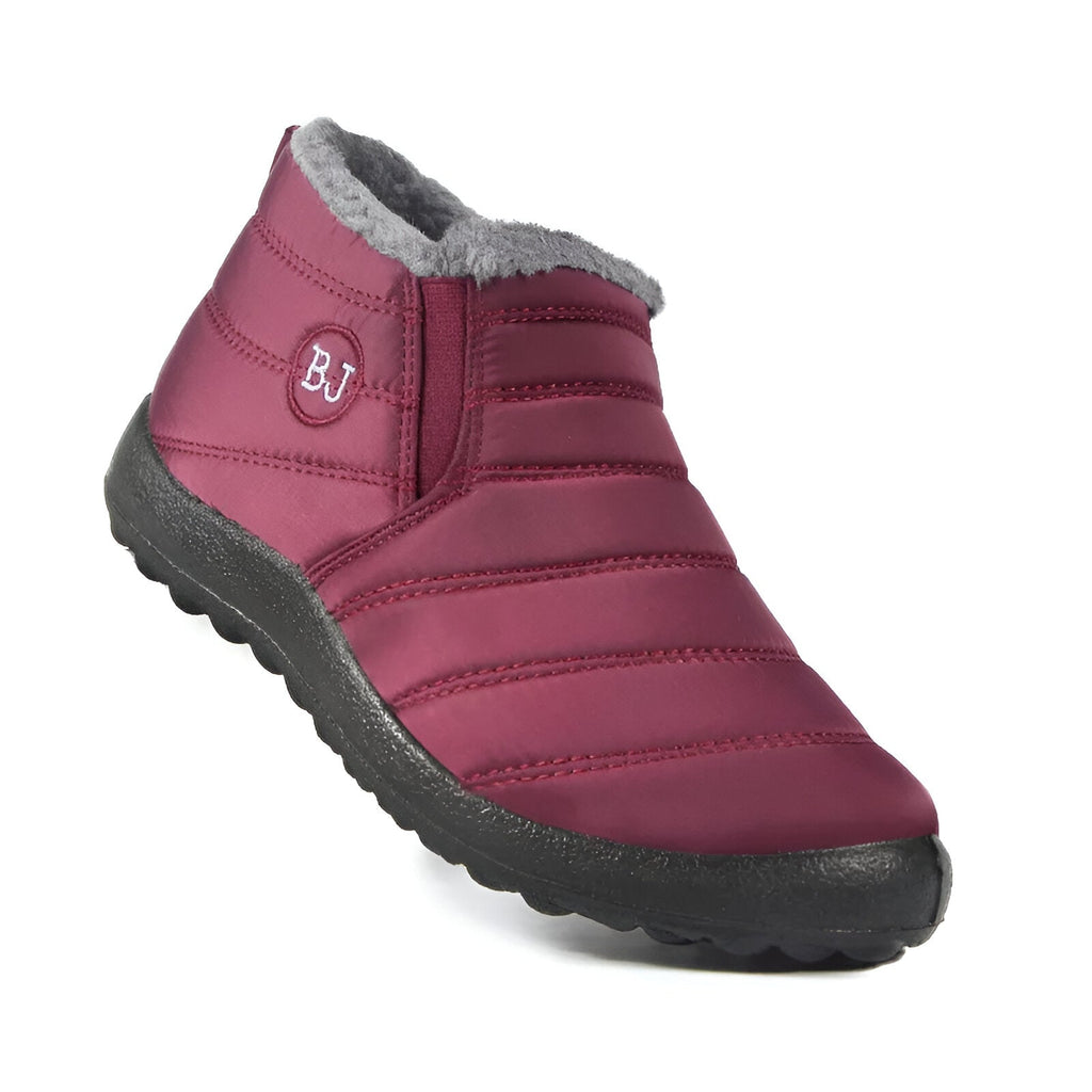 Women's high-top winter sneakers with faux fur collar and treaded sole