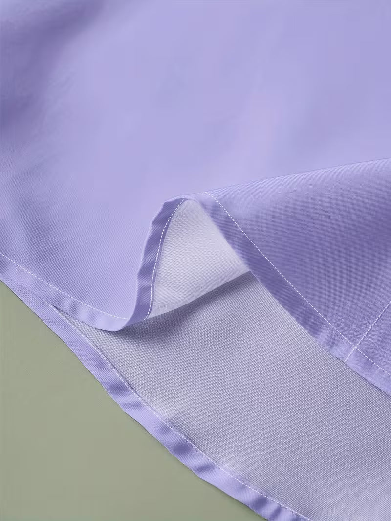Men's long-sleeve grandad collar shirt with contrast cuff and chest pocket trims