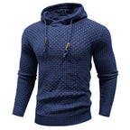 Men's textured hooded sweatshirt with drawstring hood and ribbed trims