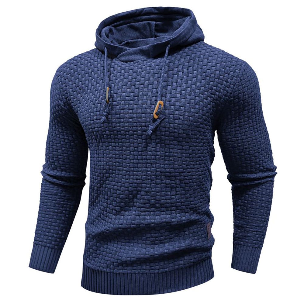 Men's textured hooded sweatshirt with drawstring hood and ribbed trims