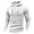 Men's textured hooded sweatshirt with drawstring hood and ribbed trims