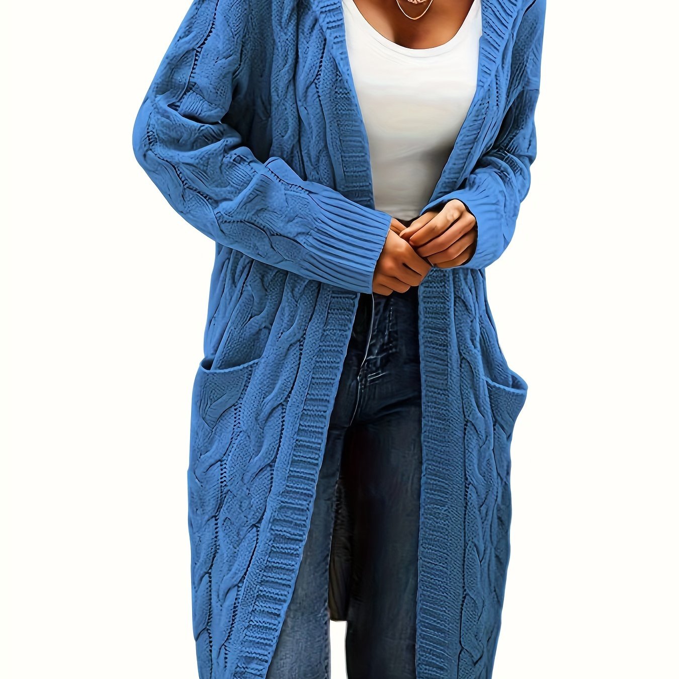 Women's knitted button-front cardigan with long sleeves