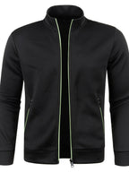 Men's textured zip-up cardigan with stand collar and zipped pockets