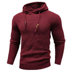 Men's textured hooded sweatshirt with drawstring hood and ribbed trims