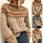 Women's geometric pattern jumper with a crew neck and long sleeves