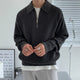 Men's ribbed half-zip sweater with polo collar and long sleeves