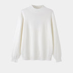 Plain mock neck sweater with long sleeves and ribbed trims