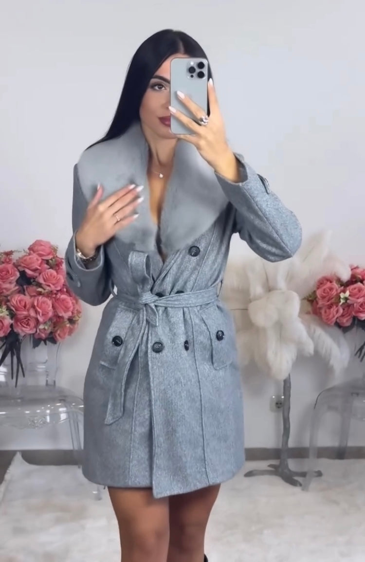 Women's hooded belted long coat