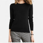 Women's classic crew neck sweater with long sleeves
