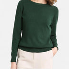 Women's classic crew neck sweater with long sleeves