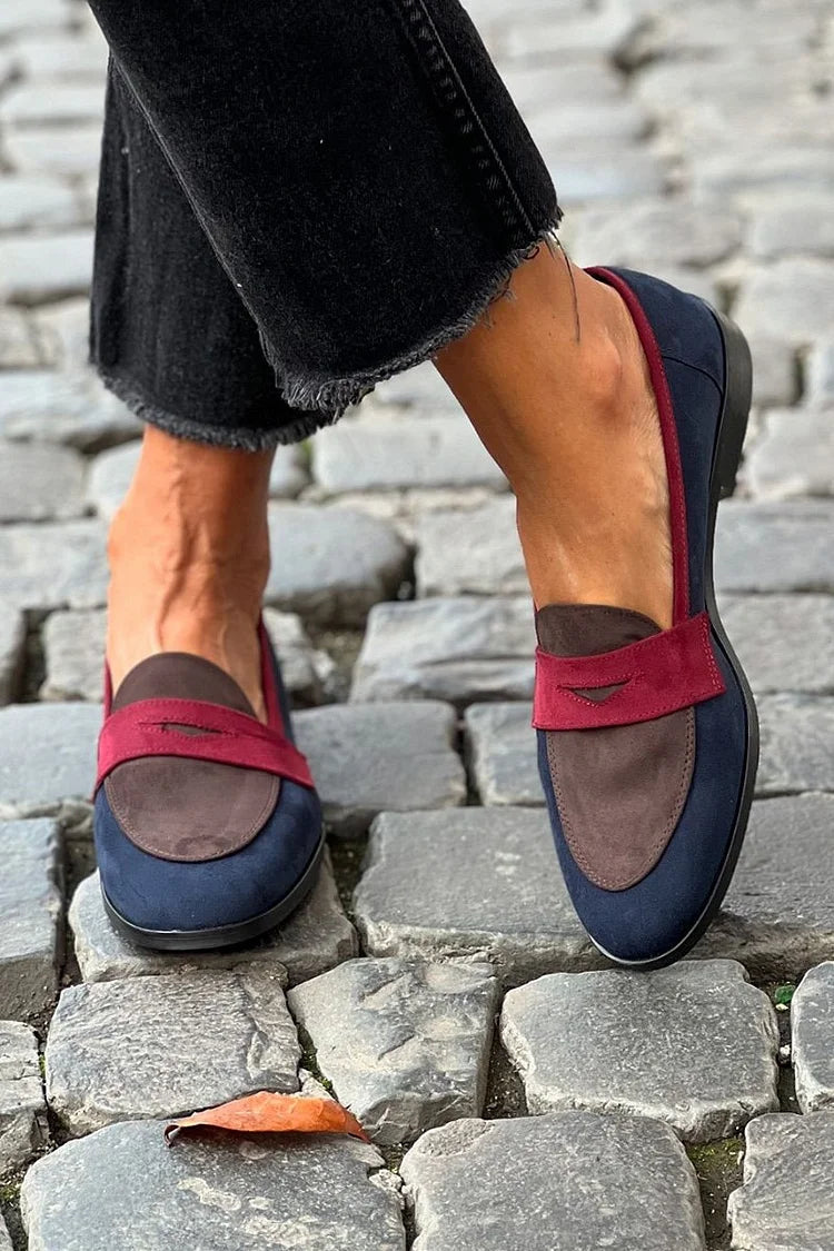 Women's round toe low heel moccasin shoes