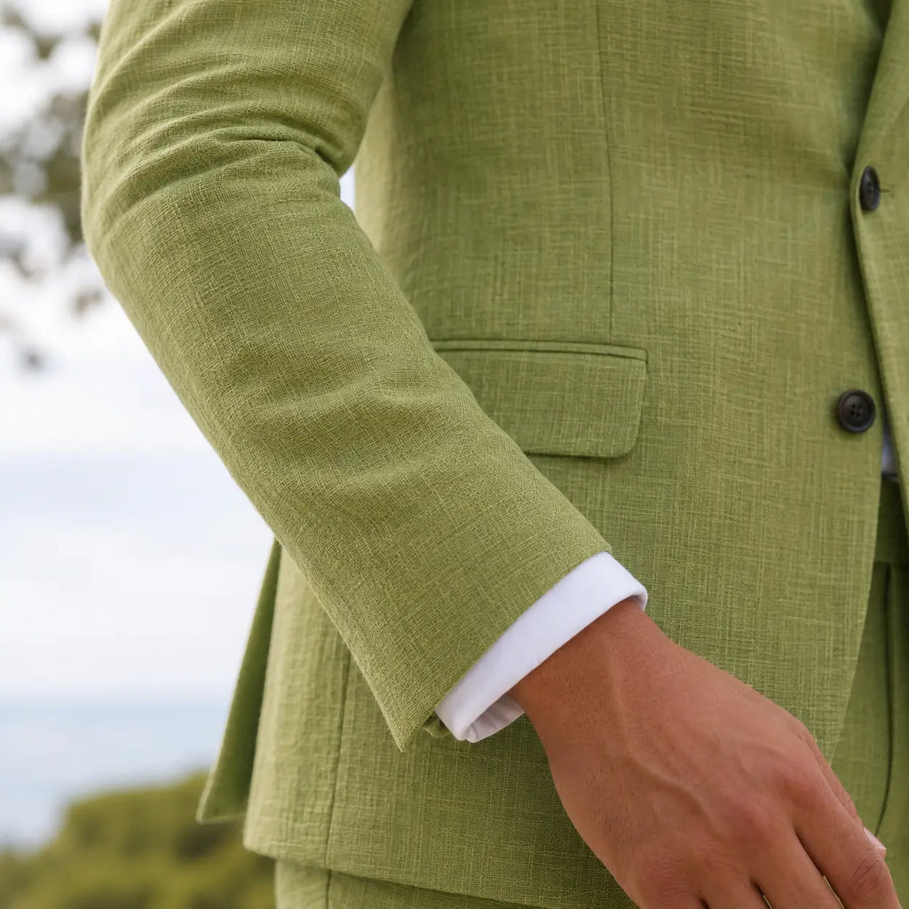 Men's tailored two piece suit with notch lapel and matching trousers