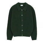 Men's ribbed knit cardigan with collar, buttons and long sleeves