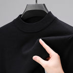 Unisex plain knitted jumper with ribbed crew neckline and long sleeves