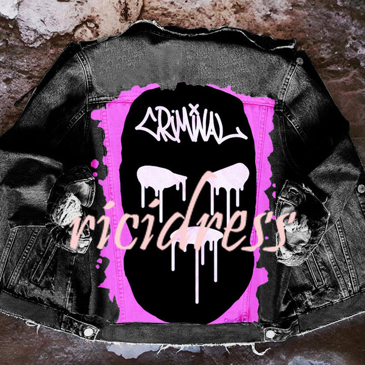 Unisex denim jacket with large Halloween graphic back print