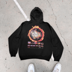 Black unisex hoodie with NBA JAM flame basketball back graphic