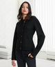 Women's crew neck cardigan with buttons, pockets and ribbed trims