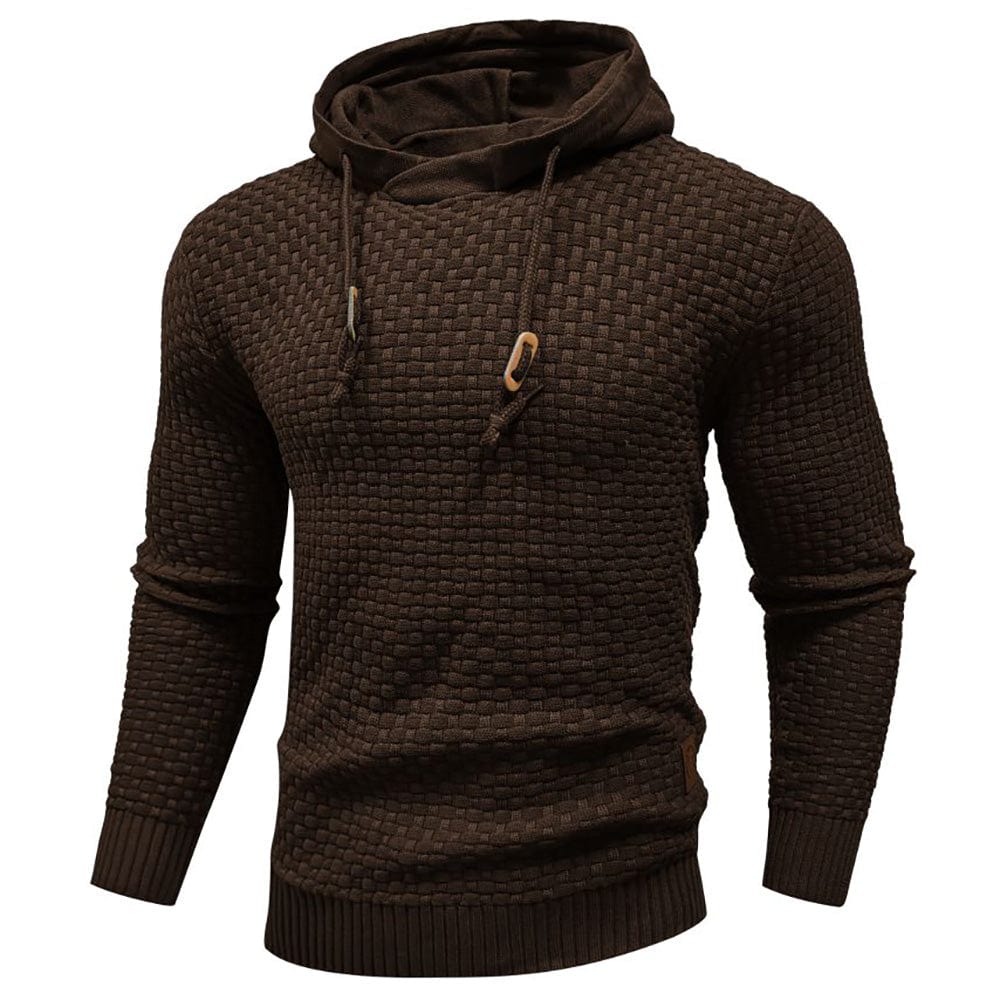 Men's textured hooded sweatshirt with drawstring hood and ribbed trims