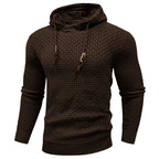 Men's textured hooded sweatshirt with drawstring hood and ribbed trims