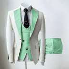 Men's three-piece slim fit suit with notched lapel jacket, waistcoat and trousers