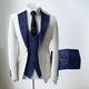 Men's three-piece suit with light jacket, contrasting lapels, waistcoat and trousers