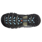 Green and grey lace-up waterproof hiking boots with chunky lugged soles