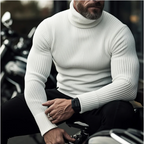 Men's slim fit ribbed turtleneck sweater with long sleeves