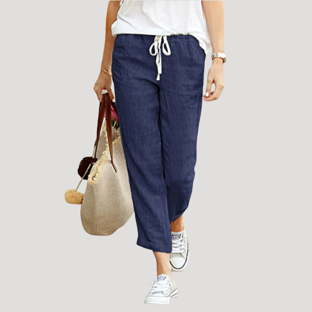 Women's relaxed cropped trousers with elastic drawstring waist