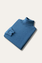 Men's plain turtleneck sweater with ribbed collar and long sleeves