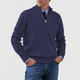 Men's quarter zip mock neck jumper with long sleeves and ribbed trims