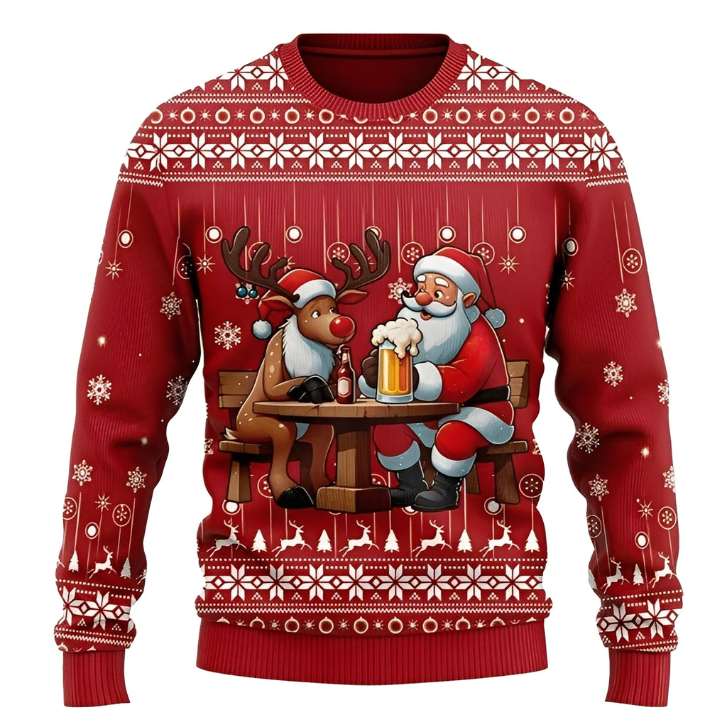 Camel printed festive crewneck sweatshirt with long sleeves