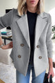 Women's double-breasted blazer with pink front and ribbed sleeves
