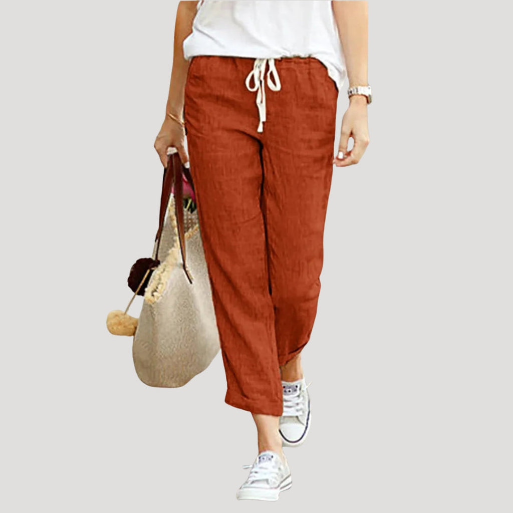 Women's relaxed cropped trousers with elastic drawstring waist