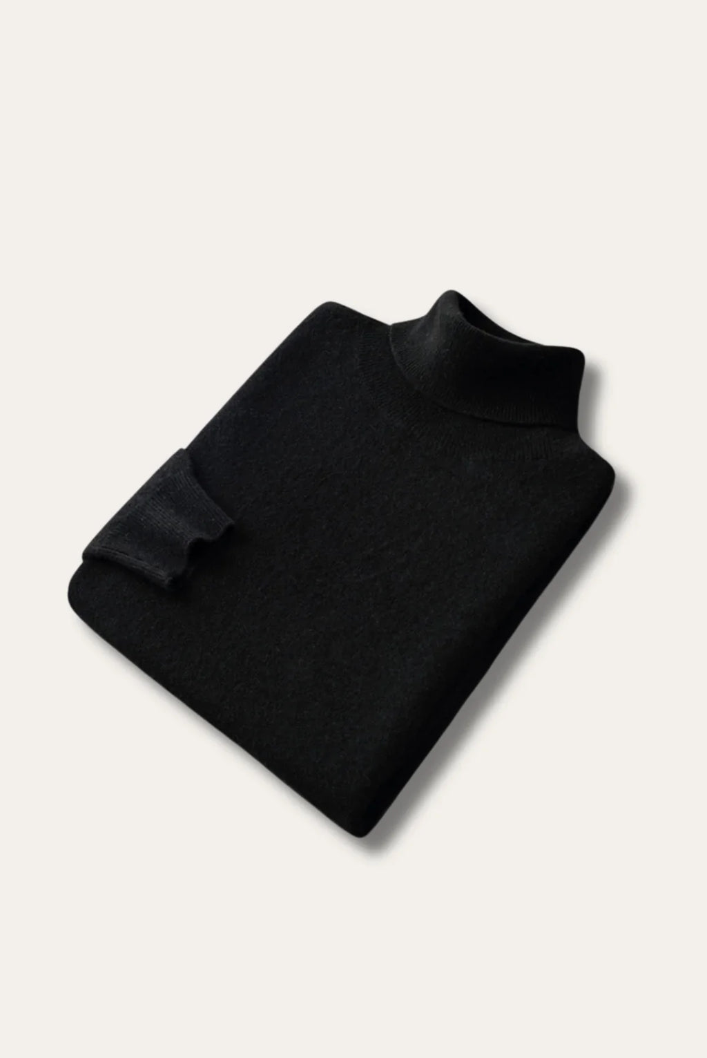 Men's plain turtleneck sweater with ribbed collar and long sleeves