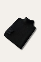 Men's plain turtleneck sweater with ribbed collar and long sleeves